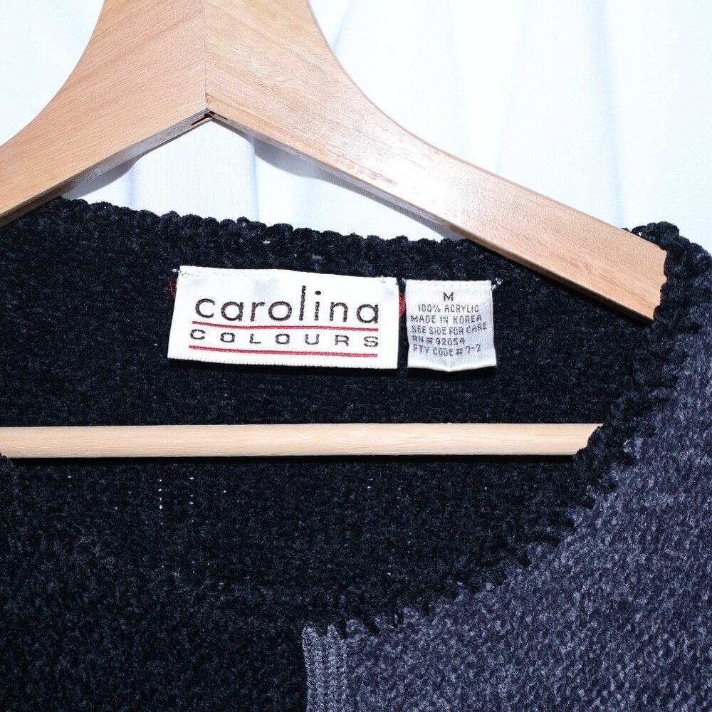 Carolina Colors Black Silver Gray Sweater Size Medium Acrylic - Picture 6 of 16